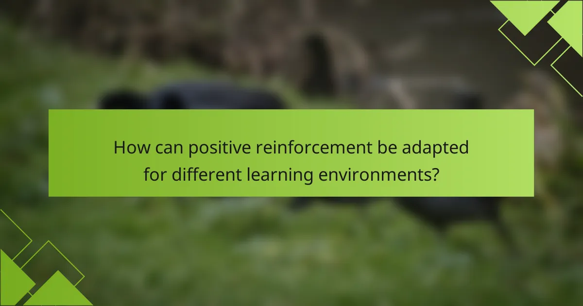 How can positive reinforcement be adapted for different learning environments?