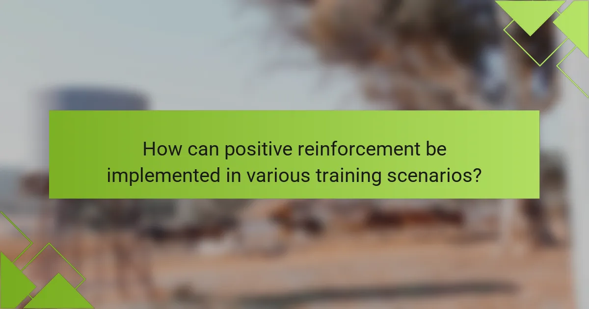 How can positive reinforcement be implemented in various training scenarios?