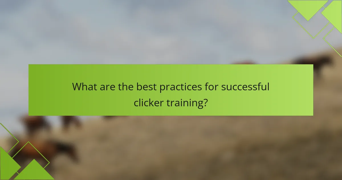What are the best practices for successful clicker training?