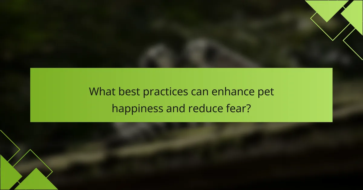 What best practices can enhance pet happiness and reduce fear?